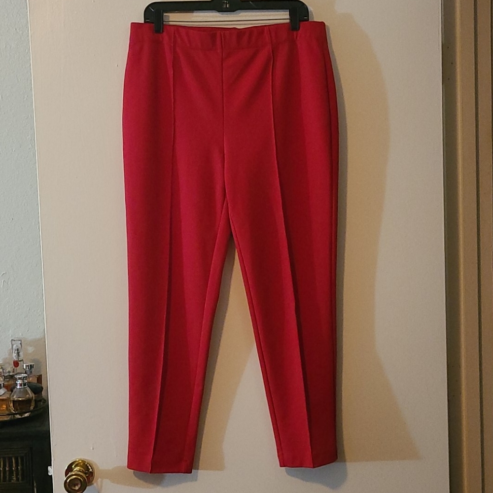 Red Skinny Leg Stretch Pants